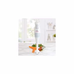 KitchenPerfected 200w Hand Blender - 2 Speed Settings - Stainless Steel Chopping Blades - Mains Cord - White - E5021WH