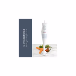 KitchenPerfected 200w Hand Blender - 2 Speed Settings - Stainless Steel Chopping Blades - Mains Cord - White - E5021WH