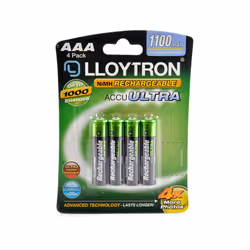 Lloytron B1004 Rechargeable Accuultra AAA Ni-MH Batteries 1100mAh - 4 in a Pack