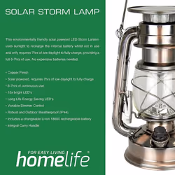 Lloytron HomeLife Nova Scotia Solar LED Storm Lamp - Copper - D1202CP