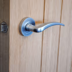 VIBE Design Corsica Lever on Rose Door Handle - Satin Chrome