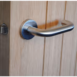 ViBE Runda Lever on Rose Door Handle - Satin Stainless Steel