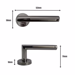 ViBE Dubel Lever on Rose Handle in a Dual Finish