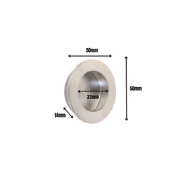 Circular Flush Pull Satin/Polished Stainless Steel - 50mm, Satin Stainless Steel