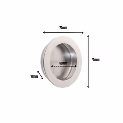Circular Flush Pull Satin/Polished Stainless Steel - 70mm, Polished Stainless Steel