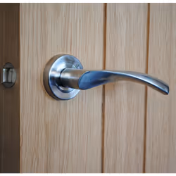 VIBE Design Twirl Lever on Rose Door Handle - Satin Chrome