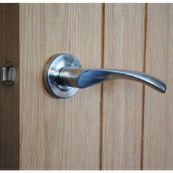 VIBE Design Twirl Lever on Rose Door Handle - Satin Chrome