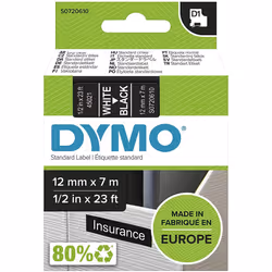 DYMO D1 Labels, White Print on Black, 12 mm x 7 m, Self-Adhesive Labels for LabelManager Label Printers, Authentic