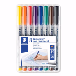 Staedtler Lumocolor Non-permanent Pen 316WP8 Fine 0.6 mm Line - Assorted Colours (Pack of 8)