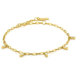 ANIA HAIE 925 Sterling Silver Trendy Minimal Cubic Zirconia Baguette Cable Chain Bracelet