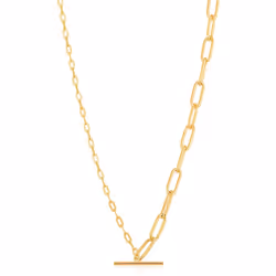 ANIA HAIE 925 Sterling Silver Unique Modern Chain Link T Bar Trendy Plain Layering Necklace