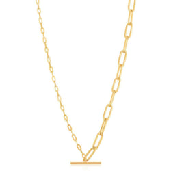 ANIA HAIE 925 Sterling Silver Unique Modern Chain Link T Bar Trendy Plain Layering Necklace