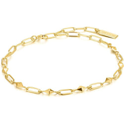 ANIA HAIE 925 Sterling Silver Figaro Chain Link Spike Studded Bangle Bracelet