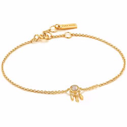 ANIA HAIE 925 Sterling Silver Midnight Fringe Labradorite Charm Bangle Bracelet, 14kt Gold Plated