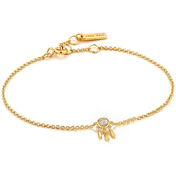 ANIA HAIE 925 Sterling Silver Midnight Fringe Labradorite Charm Bangle Bracelet, 14kt Gold Plated