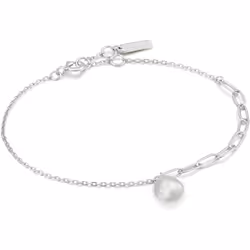 ANIA HAIE Sterling Silver Baroque Fresh Water Pearl Chunky Link Chain Bangle Bracelet