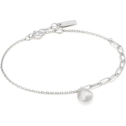 ANIA HAIE Sterling Silver Baroque Fresh Water Pearl Chunky Link Chain Bangle Bracelet