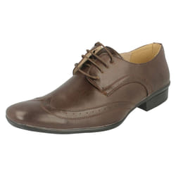 Mens Maverick Flat Lace Up Shoe Brogue - UK 8, Brown