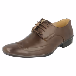 Mens Maverick Flat Lace Up Shoe Brogue - UK 9, Brown