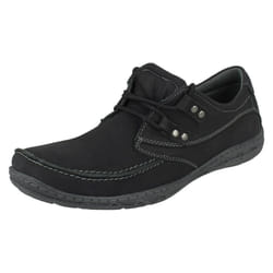 Mens Maverick Flat Lace Up Shoe With Metal Trim Detail - UK 7, Black