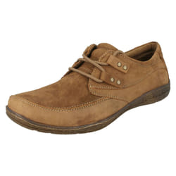 ) Mens Maverick Flat Lace Up Shoe With Metal Trim Detail - UK 7, Tan (Beige
