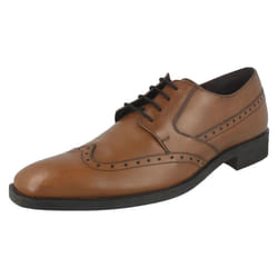 ) Mens Maverick Low Heel Lace Up Brogue Shoes - UK 9, Tan (Brown