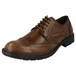 ) Mens Maverick Low Heel Brogue Lace Up Shoes - UK 7, Light Brown (Brown
