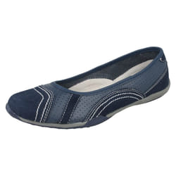 ) Ladies Down To Earth Flat Ballerina Shoes - UK 5, Navy (Blue