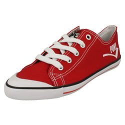 Ladies Pony Lace Up Pumps Acute - UK 3.5, Red