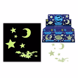 12 Packs of Glow In The Dark Moon & Stars - 3 Assorted Designs
