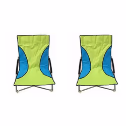 2 Green Nalu Folding Low Seat Beach Chairs