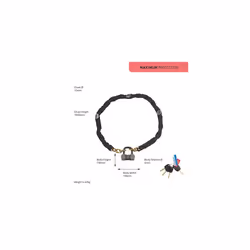 YCL3101801 Maximum Security Chain Bike Lock 1800mm Heavy Duty Protection 4 Keys including 1 with microlight Black