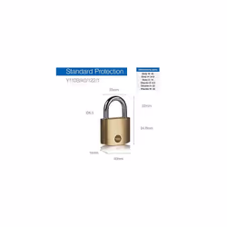 Yale Y110B/40/122/4 - 4 Pack of Brass Padlocks (40 mm) - Indoor Locks for Locker, Backpack, Tool Box - Keyed Alike - Standard Security - Multipack