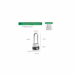 Yale Y125B/40/163/1 - Laminated Steel Long Shackle Padlock (40 mm) - Outdoor Hardened Steel Shackle Lock for Shed, Gate, Chain - 3 Keys - High Securit
