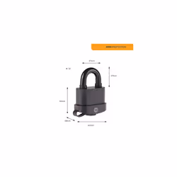 Y221B/52/125/1 - Brass Closed Shackle Padlock (51mm) - Black Outdoor Weatherproof Lock for Chain, Door, Gate, Toolbox - 3 Keys - HIGH Security