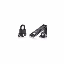 Yale Y220B/51/118/HSP Black Weatherproof Padlock And Hasp Perfect For Outdoor Use - Hardened Steel Shackle For Shed, Gate, ou ...
