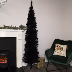 200CM SLIM Artificial BLACK Christmas Tree Pencil Pine Slim Tree