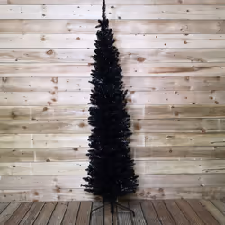200CM SLIM Artificial BLACK Christmas Tree Pencil Pine Slim Tree