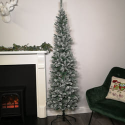 2m (6.5ft) Premier Snow Flocked Spruce Pine Slim Christmas Tree in Green