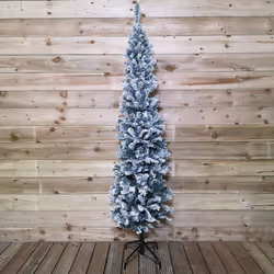 2.2m (7.5ft) Snow Flocked Spruce Pine Slim Christmas Tree in Green