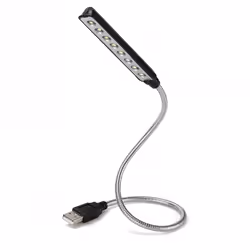 USB Keyboard Light - 8 LED Reading Lamp with Flexible Gooseneck - Daffodil ULT05 - Black