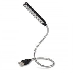 USB Keyboard Light - 8 LED Reading Lamp with Flexible Gooseneck - Daffodil ULT05 - Black