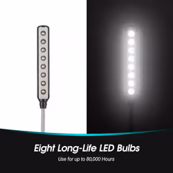 USB Keyboard Light - 8 LED Reading Lamp with Flexible Gooseneck - Daffodil ULT05 - Black