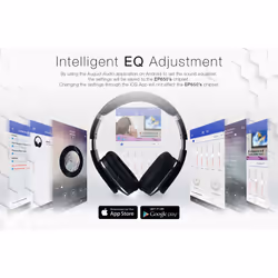 Over Ear Bluetooth Wireless Headphones - August EP650 with Android/iOS App for Custom Sound Control - Enjoy Bass Rich Sound and Optimum Comfort -...
