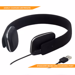August EP636 Bluetooth Headphones - Black - On Ear Wireless Headset with Mic & Bluetooth V4.1