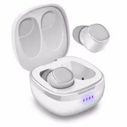 Bluetooth 5.0 TWS EarBuds - Portable Charging Case, IPX6, 25H Playtime, DSP - White
