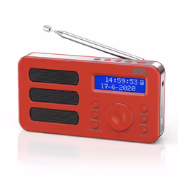DAB/DAB+/FM Portable Digital Radio Alarm Clock with Rechargable Battery - MB225 - Red