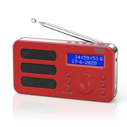 DAB/DAB+/FM Portable Digital Radio Alarm Clock with Rechargable Battery - MB225 - Red