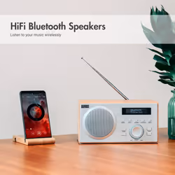 August MB420 DAB DAB+ FM Digital Radio Tuner, Dual Alarm Clock with AUX, Line-out, Mains Powered LCD Screen 40 Station Presets - Additional view 3