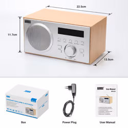 August MB420 DAB DAB+ FM Digital Radio Tuner, Dual Alarm Clock with AUX, Line-out, Mains Powered LCD Screen 40 Station Presets - Additional view 6